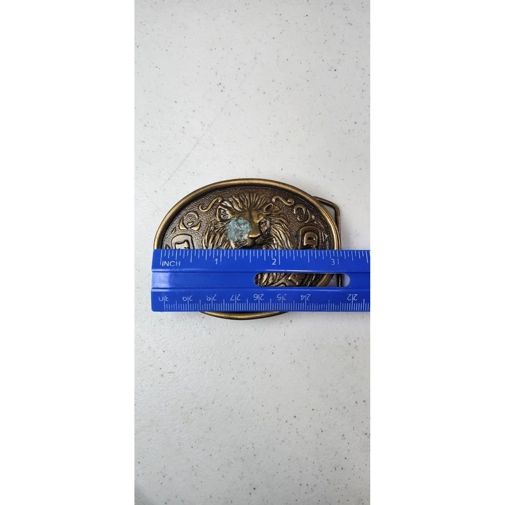 Vintage 76 Truckstop‎ King Of The Road Belt Buckle Brass Tone Lion Trucker